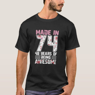 Camiseta Mulheres Vintage Birithday Dons Feitos Em 74 48 An
