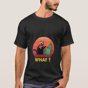 Camiseta Mulheres Vintage Black Cat Empurrando Árvore De Na