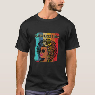 Camiseta Mulheres Vintage Melanin Afro Deus Diz Que Sou Rai
