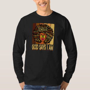 Camiseta Mulheres Vintage Melanin Afro Deus Diz Que Sou Rai