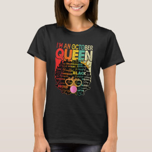 Camiseta Mulheres Vintage Melanin Afro Outubro Rainha Preta