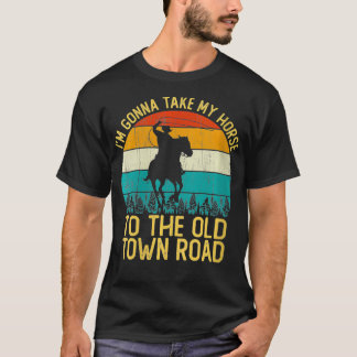 Camiseta Mulheres Vintage Vou levar meu cavalo para o velho