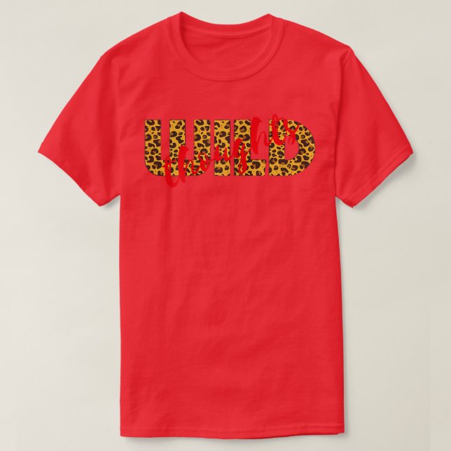 Camiseta Mulheres WILD Pensam Leopard Cheetah Impressão Red (Frente do Design)