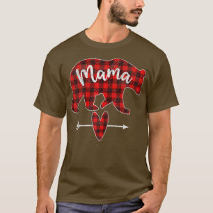 Camiseta Mulheres Xadrez Vermelha Mamã Ursa Vermelha Xadrez