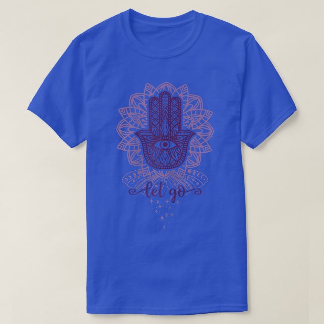 Camiseta Mulheres Yoga Hamsa com Flor de Lotus e Solte (Frente do Design)
