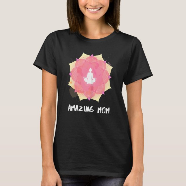 Camiseta Mulheres Yoga Mãe Dia de as mães Mandala 3 (Frente)
