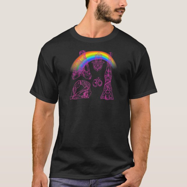 Camiseta Mulheres Yoga Verde Arco-íris 7 (Frente)
