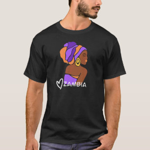 Camiseta Mulheres Zâmbia Zâmbia Bandeira Patrimônio Étnico
