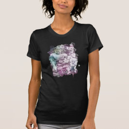 Camiseta *~* Mulheres Zen Buddha Flores Pastel Black T-Shir