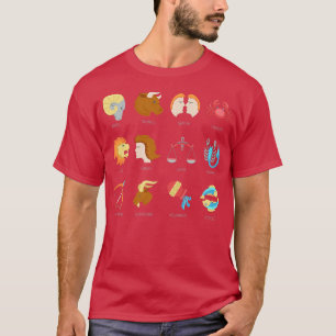 Camiseta Mulheres Zodíaco Sinais Astrologia Mulheres Teias 