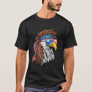Camiseta Mullet Águia Careca Patriótica EUA Bandeira Americ