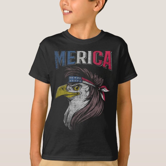 Camiseta Mullet Eagle American Flag USA Redneck Bird 4th de (Frente)