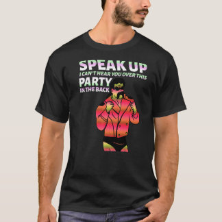 Camiseta Mullet fala que não consigo ouvi-lo por causa dest