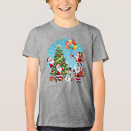 Camiseta **“Multi-Santa Christmas Fun – 3D Cartoon Transpar