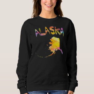 Camiseta Multicolor Watercolor Alaska State Map Digital Art