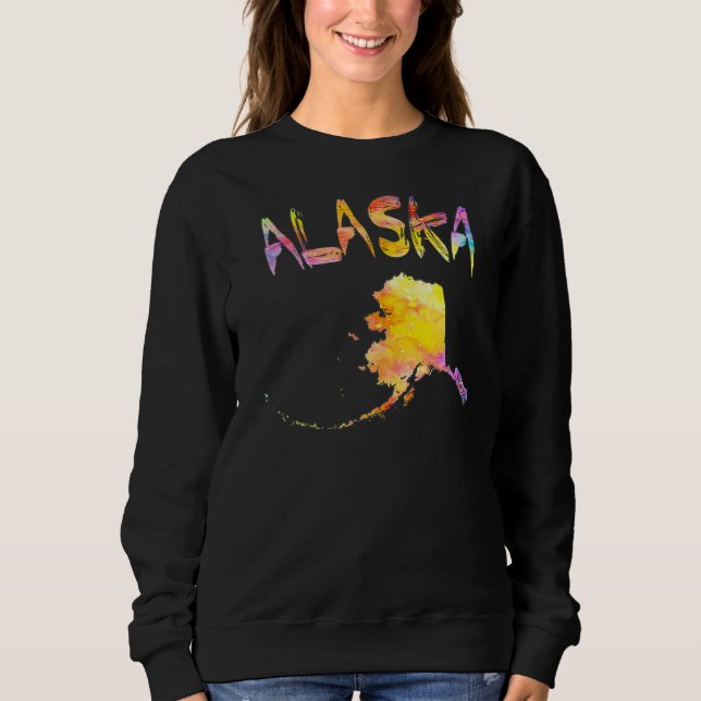 Camiseta Multicolor Watercolor Alaska State Map Digital Art (Frente)