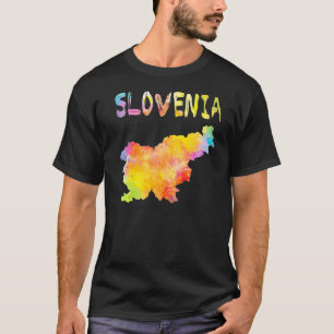 Camiseta Multicolor Watercolor Eslovênia Map Digital Trabal