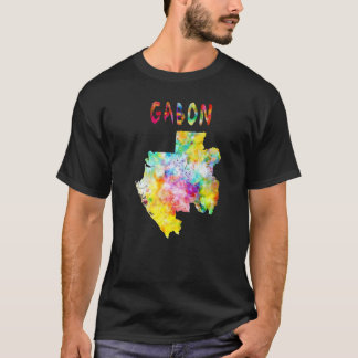 Camiseta Multicolor Watercolor Gabon Map Digital Trabalho d