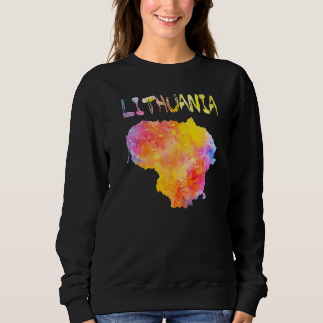 Camiseta Multicolor Watercolor Lituânia Mapa Digital Artwit (Frente)