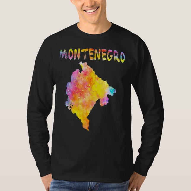 Camiseta Multicolor Watercolor Montenegro Mapa Digital Ardu (Frente)