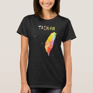 Camiseta Multicolor Watercolor Taiwan Map digital Trabalho 