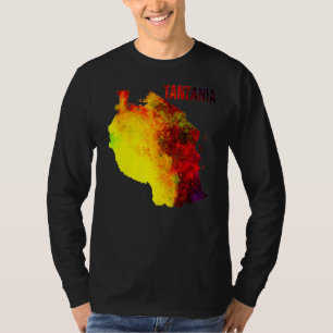 Camiseta Multicolor Watercolor Tanzânia Map Digital Trabalh