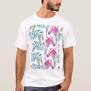 Camiseta Multicolor Zebra: Impressão da selva de moda.