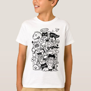 Camiseta Multidão de Personagens de Desenho Estranho