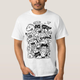 Camiseta Multidão de Personagens de Desenhos Animados Excên