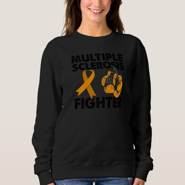Camiseta Múltipla Esclerose Combatendo Laranja Boxando Luva (Frente)