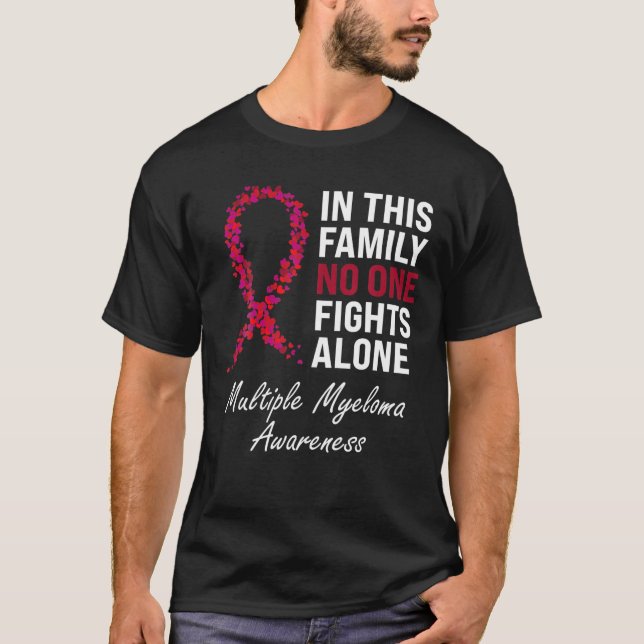 Camiseta Multiple Myeloma Awareness Burgundy Ribbon Family (Frente)