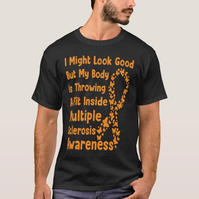 Camiseta Multiple Sclerosis Awareness Month Orange Ribbon a (Frente)