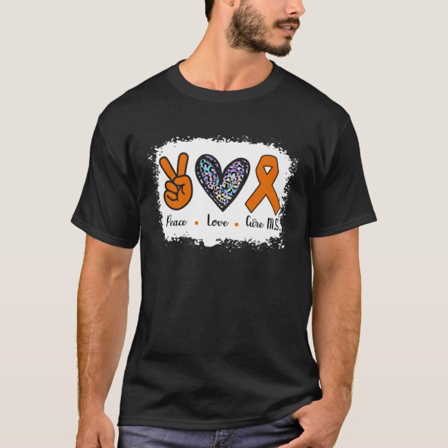 Camiseta Multiple Sclerosis MS Peace Love Cure MS Leopard H (Frente)
