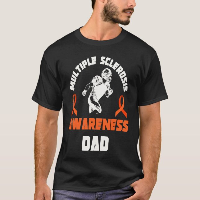 Camiseta Multiple Sclerosis Warrior Dad Football Family MS  (Frente)