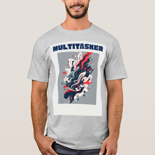 Camiseta Multitarefa - Arte abstrata retro fluida (Frente)
