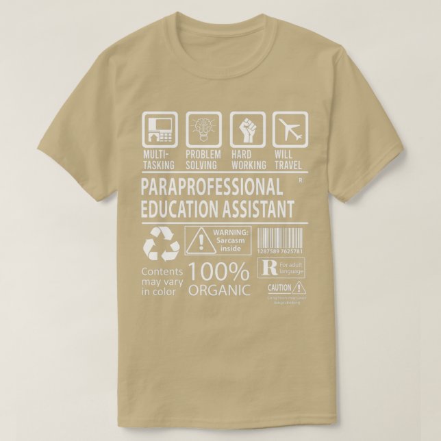 Camiseta Multitarefa do Assistente de Educação Paraprofissi (Frente do Design)