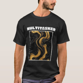 Camiseta Multitarefa Mármore Líquido Dourado e Preto Abstra