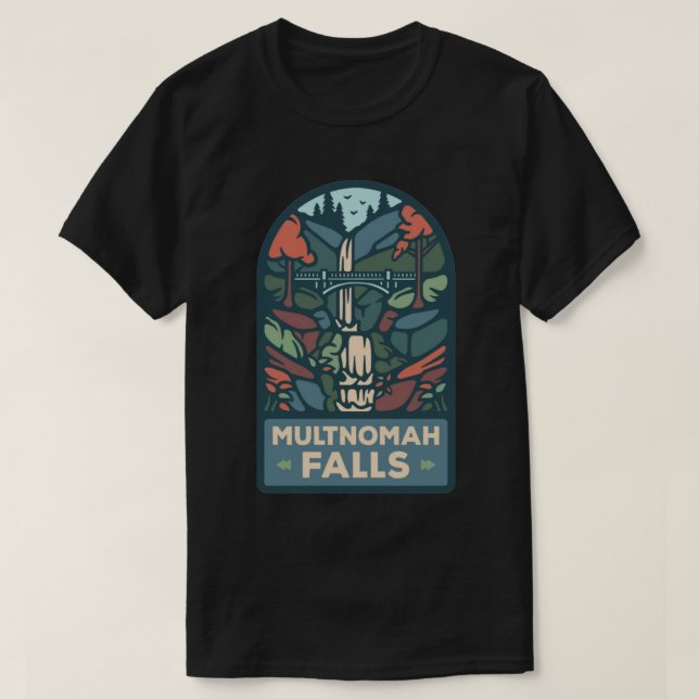 Camiseta MULTNOMAH FALLS OREGON Sticker (Frente do Design)