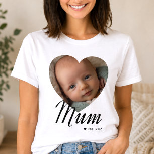 Camiseta Mum Estabeleceu Roteiro Coração Foto Branco