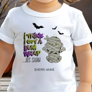 Camiseta Múmia Bebê Verde Enfaixada de Halloween ID683