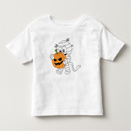 Camiseta Múmia de Cartoon Laranja Spooky Com Pumpkin