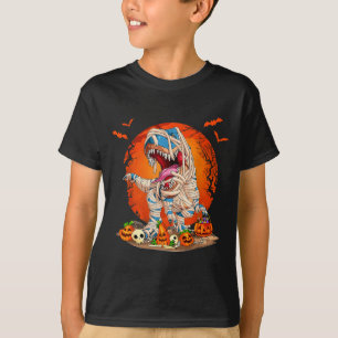 Camiseta Múmia de Dinossauro T Rex Abóbora Esqueleto Crianç