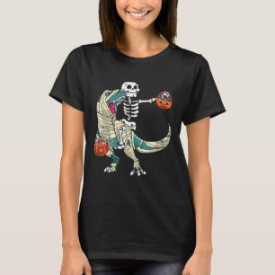 Camiseta Múmia de Esqueleto Montando Dinossauro T Rex Diver