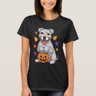 Camiseta Múmia Engraçada Pitbull Cachorro Outono Abóbora Te