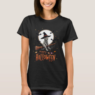 Camiseta Múmia Gato Bruxa Doce Assustador Fantasma Feliz Di