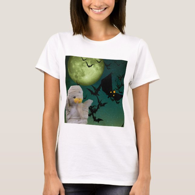 Camiseta Mummy, Morcego e Lua Halloween (Frente)