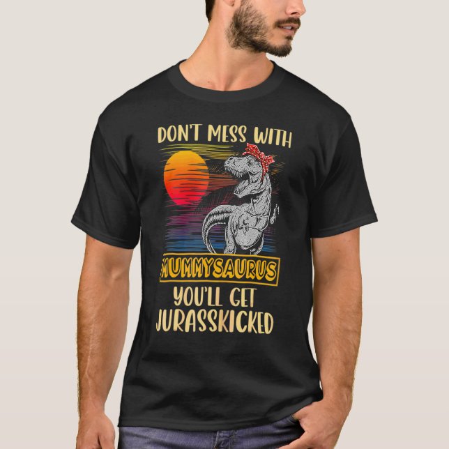 Camiseta Mummy Rex Dinossauros Mamãe Saurus (Frente)