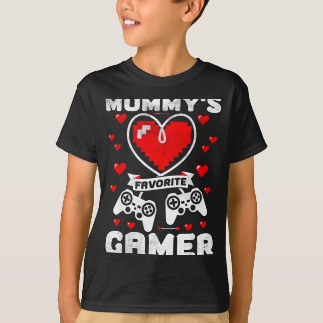 Camiseta Mummy's Favorite Gamer Funny Boys Kids Valentine's (Frente)
