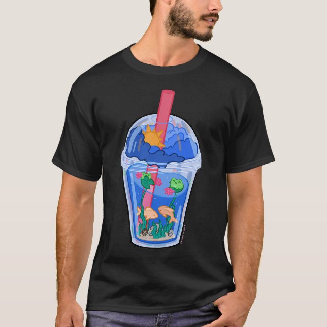 Camiseta Mundo Aquático Em Um Copo (Frente)