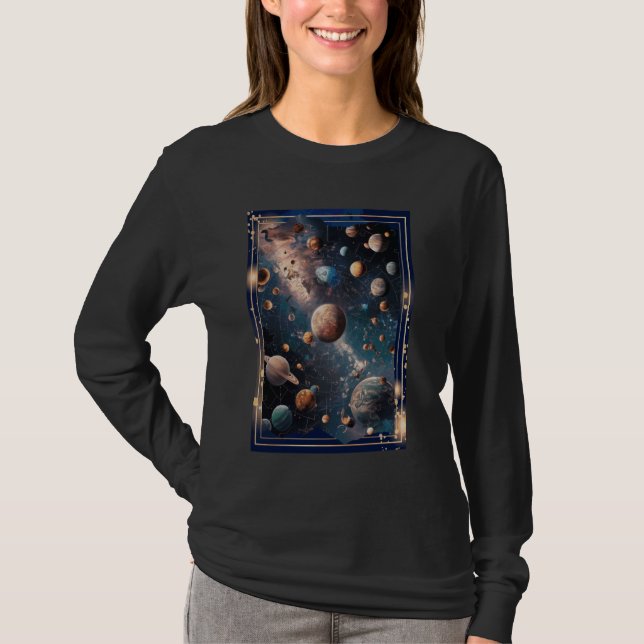 Camiseta Mundo de Alienígenas Surreal - Quebra-cabeça Cósmi (Frente)